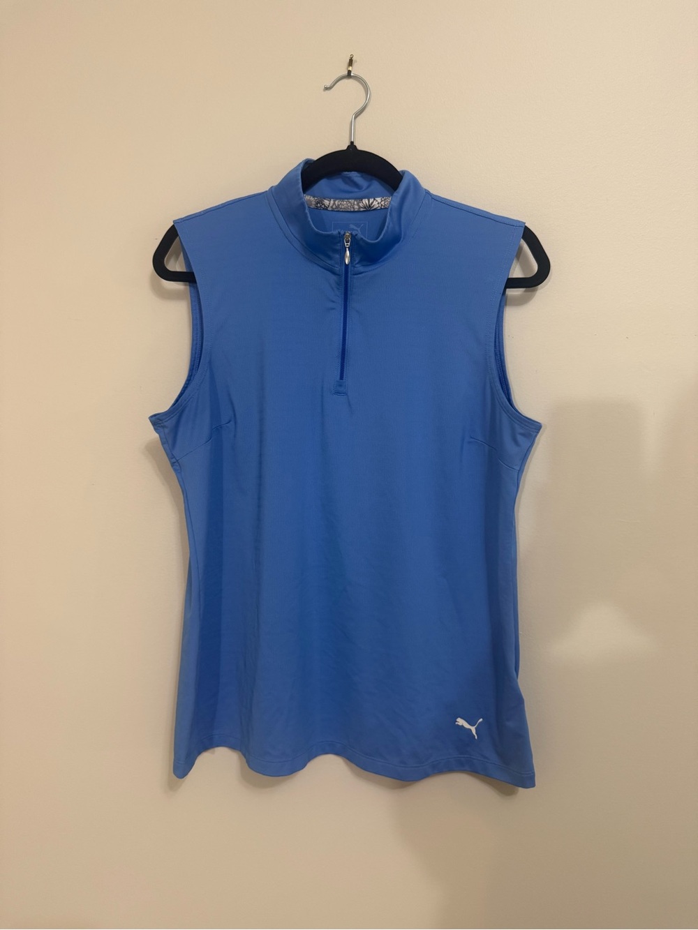 Puma Women’s Size XL Sleeveless Sky Blue Half-Zip Polo , Excellent Condition